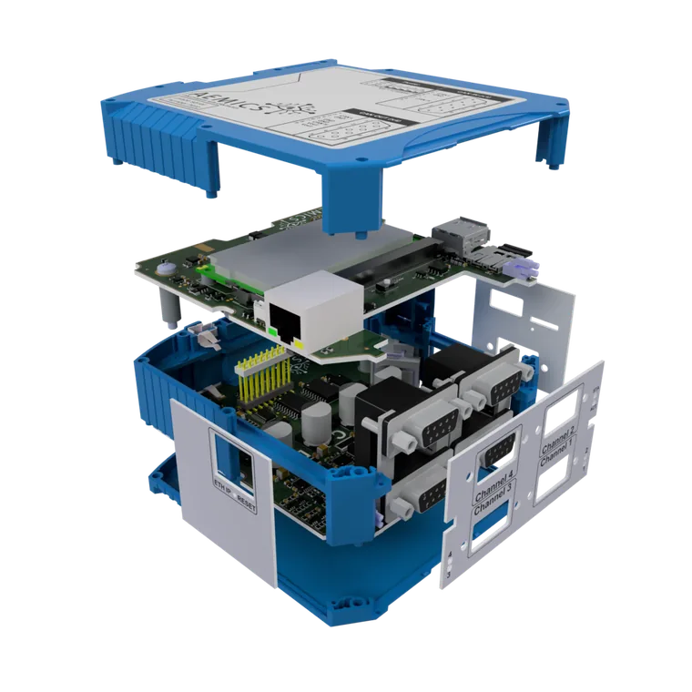 AEMICS AEDIN — exploded view of an AEMICS-built industrial device